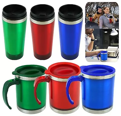 450ml Leakproof Insulated Coffee Tea Travel Mug Stainless Steel Tumbler With Lid • £9.03