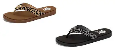 Yellow Box | FELCIA Velvet Leopard Print Flip Flops With EVA Sole • $27