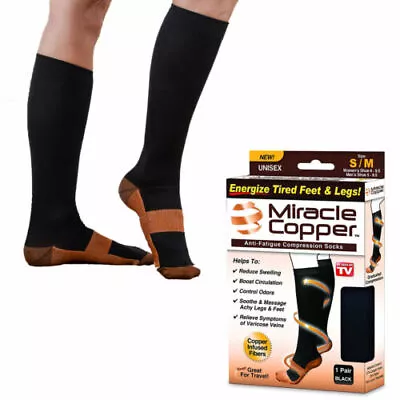 Miracle Copper Socks Anti-Fatigue Compression Socks ~Great For Travel! • $10.99