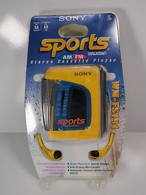 NEW Vintage Sony Sports Walkman AM/FM Radio Cassette Player-Yellow WM-FS191 NOS • $300