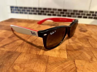 Ray-Ban New Wayfarer Lens Cracked  BlackRedWhite Frame RB2132  RARE • $35