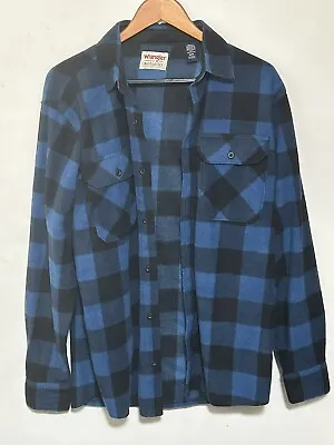 Wrangler Flannel  Men’s Medium Button Up Fleece Blue Plaid  Taylor Swift • $19