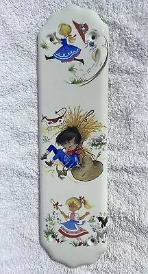 Vintage Nursery Rhymes Decor 1970 Porcelain Push Plate Swinging Door Baby Room • $10