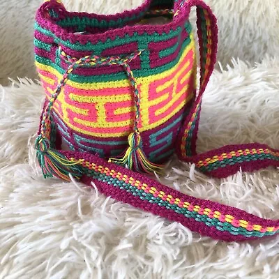 Mochila Bag  Multi-Color Geometric Pattern Hand Made Mini Bag 6x7.5#a • $14.99