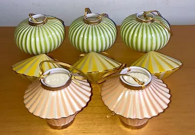 8 Ornaments Villeroy & Boch Poetic Spring Hanging Lanterns Stripes Rare And Used • $99.99