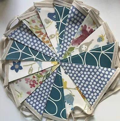 Handmade Oilcloth Bunting Home/Garden Blue  Garden - 4 Meters Double Sided • £32.50