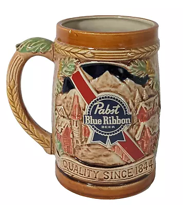 Pabst Blue Ribbon Beer Stein Mug King Gambrinus Holiday Stein 1986 Limited 6  • $13.97