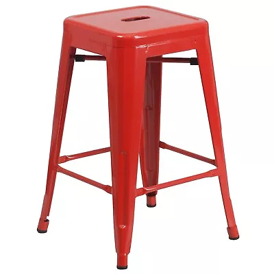 Flash Furniture 24H Backless Indoor/Outdoor Counter Height Stool Red Metal • $77.17