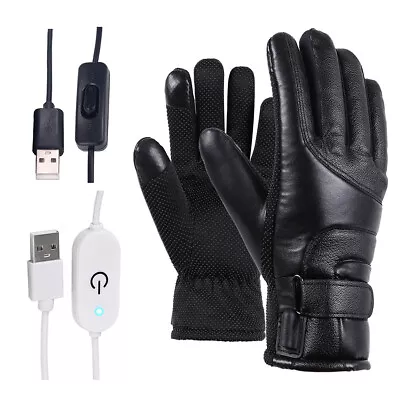 Motorcycle Electric Heated Gloves Windproof Cycling Skiing Warm Heating Gloves • $17.62