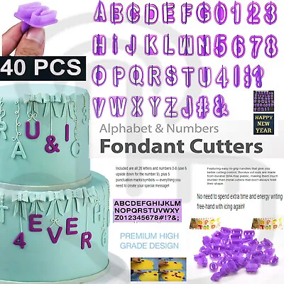 40pcs Alphabet Letter And Number Fondant Icing Cutter Mold Cake Decorating Set • £3.70