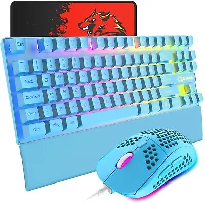 $15.99 • Buy Wired Gaming Keyboard And Mouse Rainbow Backlit USB For PS4 Xbox PC Laptop MAC