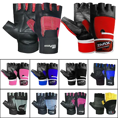 £3.79 • Buy Leather Weight Lifting Gloves Gym Workout Training Body Building Gloves Unisex