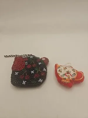 Mary Engelbreit Beaded Teapot And Pillowed Fabric Teapot Ornaments. • $12