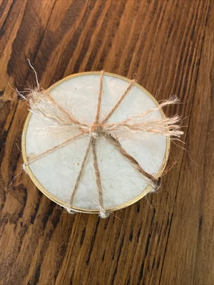 $28 • Buy Natural Capiz Shell Coasters W/Gold Foil Set Of 6 Vintage