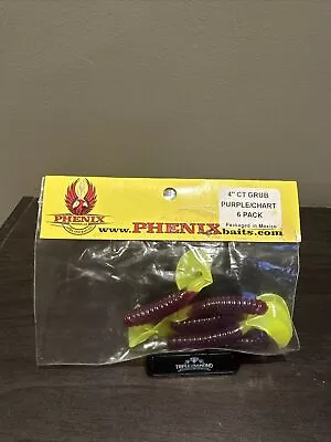 Phenix Baits 4” CT Grub Purple Chart 6 Pack  • $3