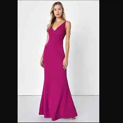Lulu's Melora Sleeveless Magenta Maxi Dress Gown Size Medium Pink Bridesmaid • $31.99