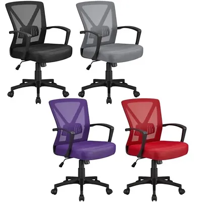 Computer Desk Chair Office Swivel Chair Height Adjustable With Arms Work Study • £45.59