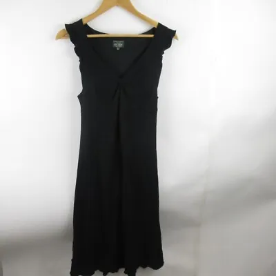 Marilyn Anselm Hobbs Dress Ladies UK 12 Black Sleeveless Midi V Neck Designer • £28.50