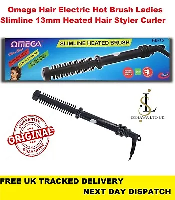 Omega Slimline Heated Brush│Hair Styling Curler│Hot Comb│TangleFree Swivel│In UK • £15.95