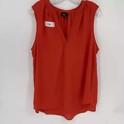 Mossimo Sleeveless Top Women's XXL Solid Orange V Neck 100% Polyester • $3.75