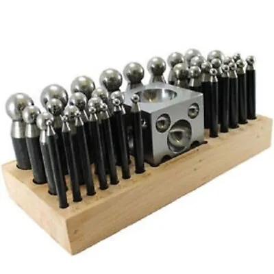 37pc Doming Block And Punch Set Solid Steel Dapping Set Jewellers Tool Metalwork • £39.99