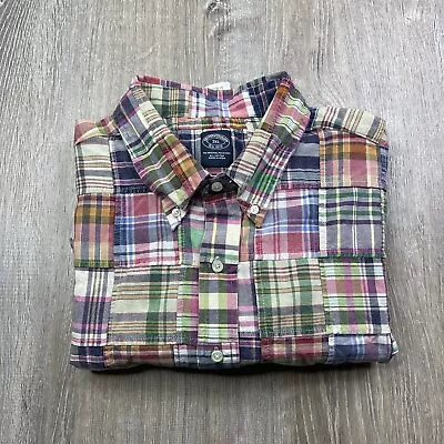 Brooks Brothers Patchwork Shirt Mens Size 3XL Plaid Madras Button Short Sleeve • $99.95