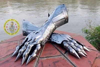 £146.65 • Buy Medieval Knight Gauntlet Armor, Fantasy Gloves Armor, Etching Work, Sca, Cosplay