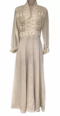 B. Altman Avalon Classics Maxi Dress Vintage 70s Wedding Cottage Core Romantic 8 • $155