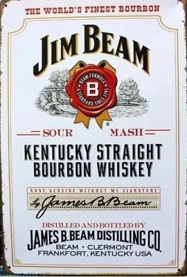 Jim Beam Rustic Vintage Metal Tin Signs Man Cave Shed & Bar AU SELLER • $9.99