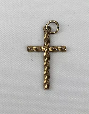 Vintage 15-18ct Yellow Gold Tested Twist Design Cross Pendant 2cm In Height • £99