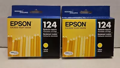 Epson 124 Yellow Ink Cartridges - Lot Of 2 (exp. 2016) • $11.99