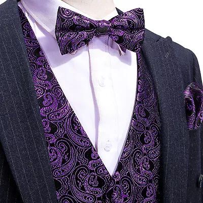 Fashion Men's Waistcoat Coat Vest Tie Hankie SET Formal Dress Suit Slim Tuxedo • $23.99