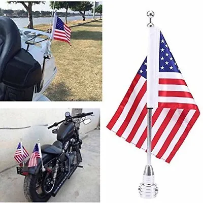 2x Universal Motorcycle American USA Flag Pole Luggage Rack Mount Fit For Harley • $29.91