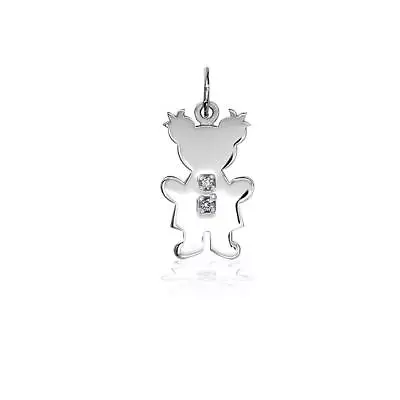 Sziro Girl Charm For Mom Grandma With Diamond Buttons In 14k White Gold • $252
