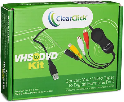 ClearClick VHS To DVD Kit For PC & Mac - USB Video Capture Device To Digital • $28.95