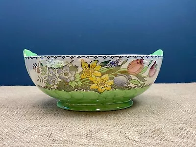 Large Vintage 1950's Maling Springtime Green Lustre Ware Eared Dish Bowl • £25