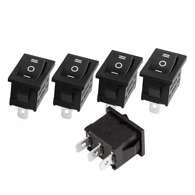 5Pcs AC 125V/12A 250V/10A SPDT 3P 3 Position Rocker Switch Black • $7.34