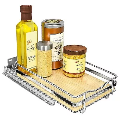 Lynk Professional Slide Out Vertical 6.25  Single Metal/Wood Spice Rack Silver • $31.99