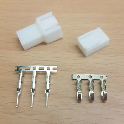 Male & Female 3 Pin Pc Fan Led Power Connectors - 2 Of Each- White Inc Pins • £3