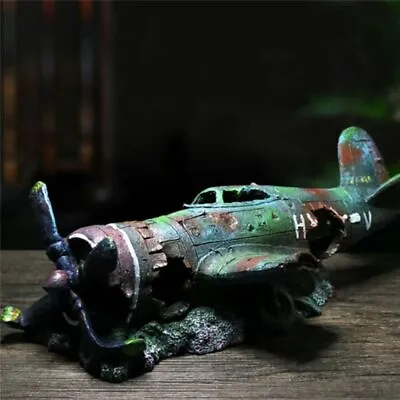 $25.55 • Buy Aquarium Fish Tank Ornament Decoration Plane Wreck - 2 Sizes