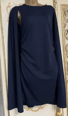 Maternity Dress With Attached Cape Very Stylish Navy Work Or Evening 8 • £12.99