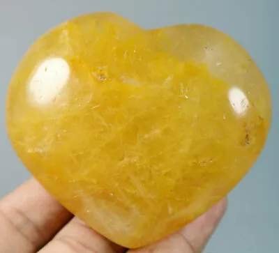 NATURAL Yellow Hematoid PHANTOM MULTI-INCLUSIONS Rainbow CRYSTAL Heart Stone • $21.59