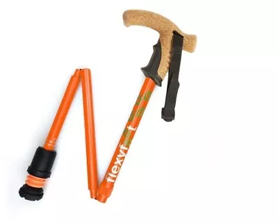 RETURNS Orange Flexyfoot Folding Walking Stick Cane With Cork Grip RET9548 • £21.99