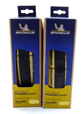 Michelin Power Cup Clincher X-Race 700x28 Tanwall PAIR • $124.95