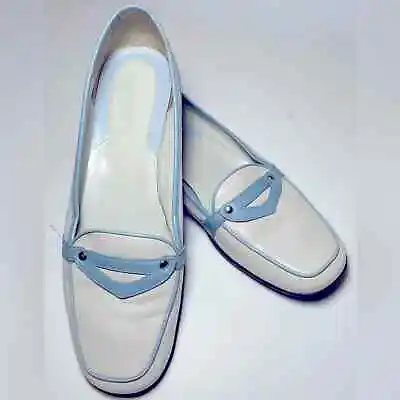 Michelle D Women’s Flats Light Blue Off White Leather Size 9M • $26.99