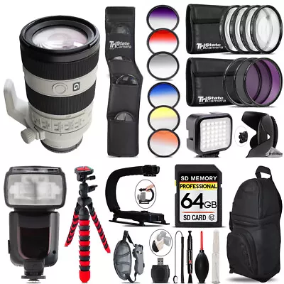 Sony FE 70-200mm F/4 Macro G OSS II Lens+ LED Light - 64GB Accessory Bundle • $1542.99