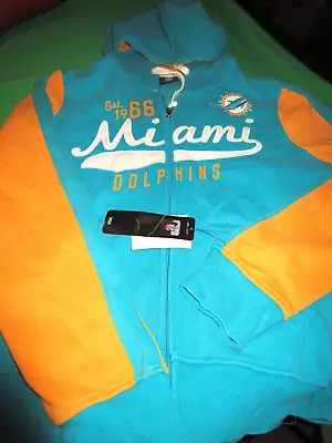 Nwt Nfl Womens  Miami Dolphins Zip Hoodie Hooded Sweatshirt Jacket Large • $26.09