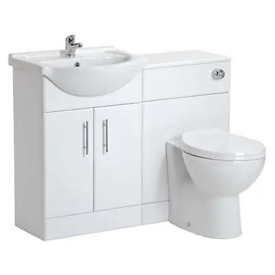 Bathroom Cabinet Vanity Unit Sink Basin Storage Toilet Set White 1050 Furniture • £234.99