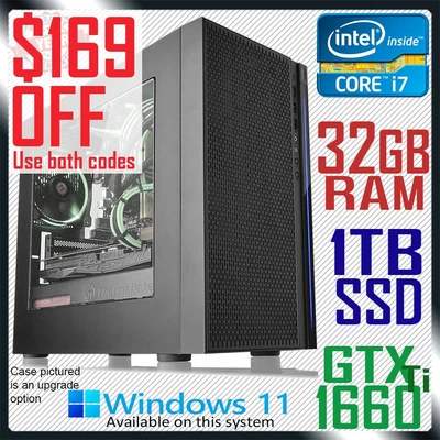 $1379 • Buy Gaming PC Intel Core I7 Quad GeForce GTX 1660 Computer 32GB RAM 1TB SSD Desktop