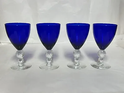 LOT-4 Morgantown Golfball Stem Cobalt Ritz Blue Glasses Aperitif • $22